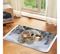 Polar Bear in The Snow - Tapete de alimentación para mascotas, impermeable y antideslizante, tapete dispensador de agua para perros y gatos, sin manchas, de secado rápido