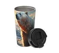 Polar Bear In Winter lleva una taza de café aislada. Elegante termo de 500 ml que mantiene las bebidas calientes durante horas, perfecto para café, té y mucho más.