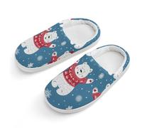 Polar Bear - Pantuflas de algodón para niños, zapatos de casa para dormitorio, interiores y exteriores, Estilo blanco, 28/29 EU