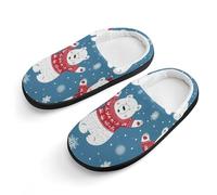 Polar Bear - Pantuflas de algodón para niños, zapatos de casa para dormitorio, interiores y exteriores, Estilo negro, 34 EU