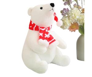 Polar Bear Plush - Christmas Stuffed Toy, Cute Huggable Polar Bear Doll Wearing Scarf | Soft Plush Toy for Kids, Girls, Gift, and Holiday | Perfect for Sofa, Bedside, Living Room, Bedroom, Nursery, Ho