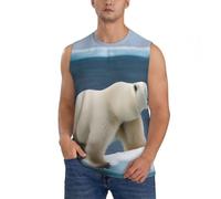 Polar Bear Print - Camiseta sin mangas para hombre, camiseta atlética sin mangas para correr, casual, aventuras al aire libre, Negro, M/4XL
