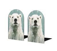 Polar Bear - Sujetalibros vintage para estantes, 2 unidades, organizador de madera para bibliotecas de oficina en casa