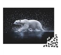 Polar Bear Walking-Wild Animal Nature Scene 1000 Pieces for Adults Polar Bear in Water Fun and Challenging Family Game Great Gift 38x26cm/1000pcs