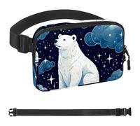 Polar Bear Watching the Sky-1720 - Cangurera cruzada para hombres y mujeres, riñonera para viajes, casual, caminar, correr, senderismo, ciclismo, multicolor, 1.5 x 9.0 x 5.9 pulgadas, multicolor,