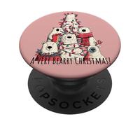 Polar Bears Loves Xmas Un árbol de Oso de Navidad Muy Bearry PopSockets PopGrip Adhesivo