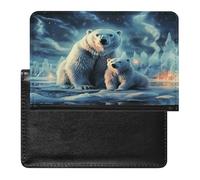 Polar Bears Northern Lights-1 - Funda tipo cartera de piel sintética para pasaporte, libro de pasaporte, tarjetero para viajes imprescindibles