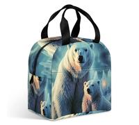 Polar Bears Northern Lights - Bolsa de almuerzo para adultos, a prueba de fugas, aislada, con cremallera y múltiples bolsillos, lonchera de gran capacidad para oficina, trabajo, picnic