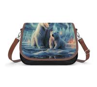 Polar Bears Northern Lights - Bolso bandolera de piel ajustable y extraíble, bolsas manos libres
