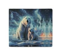 Polar Bears Northern Lights - Cartera plegable con ventana de identificación, cartera delgada de cuero de fácil acceso para hombres y mujeres