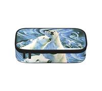 Polar Bears Northern Lights - Estuche para lápices de gran capacidad, bolsa de papelería de oficina, bolsa de cosméticos con compartimentos para niñas, niños y adultos
