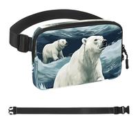 Polar Bears on the Waves-1529 - Riñonera para hombres y mujeres, riñonera con correa ajustable, bolsa cruzada de moda para viajes, al aire libre, correr, senderismo, multicolor, multicolor,
