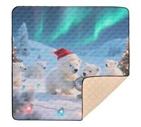 Polar Bears Under Aurora Lights - Tapete de espuma suave para gimnasio y actividades para interiores y exteriores, impermeable, para recién nacidos, bebés, niños pequeños, 50 x 50 pulgadas