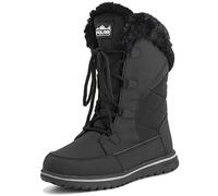Polar Boot Mujer Acolchado Al Aire Libre Cuff Nieve Pato Impermeable Atadura Piel Sintética Botas - 9 - BLK42 AYC0540