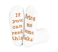 Polar Calcetines 'If You Can Read This' - "Bring Me Some Tea, Ginebra, Café, Vodka, Cerveza" - Embalaje de regalo - Regalo para marido, Vodka - Beige, Taille unique