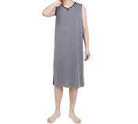 Polar de Invierno Completo Camisón Dormir Camisón de Noche de Manga Corta Grande y Alto Largo Caftán Pijama Pantalones Cargo, gris, XXL