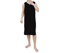 Polar de Invierno Completo Camisón Dormir Camisón de Noche de Manga Corta Grande y Alto Largo Caftán Pijama Pantalones Cargo, Negro , 3XL