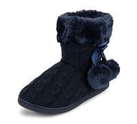 Polar Espuma de memoria Pom Pom Invierno Piel sintética Felpa de lujo Acogedor antideslizante Interior Zapatillas al aire libre para mujer - Armada De punto - 38
