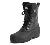 Polar Hombre Alto Malla Cubrir NylEn Pata Impermeable Suela De Goma Invierno Botas De Nieve - Negro Cuero - UK8/EU42 - YC0678
