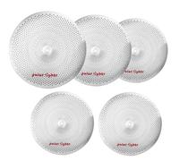 Polar Lights Juego de platillos de bajo volumen, acero inoxidable blanco, platillos de tambor de práctica de 5 piezas con sombreros altos de 14 pulgadas, choque de 16 pulgadas, paseo de choque de 18