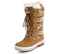Polar Mujer Acolchada Alto Nieve Impermeable Invierno Piel Sintética Durable Suela De Goma Al Aire Libre Lluvia Botas - bronceada Cardy - UK8/EU41 - YC0628