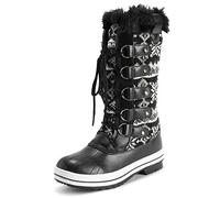 Polar Mujer Acolchada Alto Nieve Impermeable Invierno Piel Sintética Durable Suela De Goma Al Aire Libre Lluvia Botas - Negro Cardy - UK5/EU38 - YC0626
