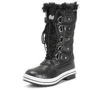 Polar Mujer Acolchada Alto Nieve Impermeable Invierno Piel Sintética Durable Suela De Goma Al Aire Libre Lluvia Botas - Negro Cardy - UK4/EU37 - YC0626