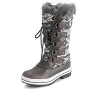 Polar Mujer Acolchada Alto Nieve Impermeable Invierno Piel Sintética Durable Suela De Goma Al Aire Libre Lluvia Botas - Gris cardy - UK7/EU40 - YC0627