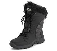 Polar Mujer Acolchada Piel Sintética Cuff Invierno Pata Suela De Goma Durable Nieve Lluvia Al Aire Libre Botas - Negro Cuero - UK4/EU37 - YC0654