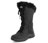 Polar Mujer Acolchada Piel Sintética Cuff Invierno Pata Suela De Goma Durable Nieve Lluvia Al Aire Libre Botas - Negro NylEn Alto - UK7/EU40 - YC0657