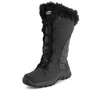 Polar Mujer Acolchada Piel Sintética Cuff Invierno Pata Suela De Goma Durable Nieve Lluvia Al Aire Libre Botas - Negro Cuero Alto - UK4/EU37 - YC0659