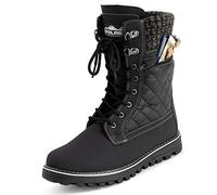 Polar Mujer Espuma De Memoria Bolsillo Exterior Dentro Cremallera Térmica Impermeable Profunda Huella Suela De Goma Botas De Nieve - Negro Cuero - UK5/EU38 - YC0620