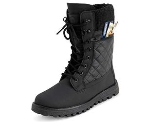 Polar Mujer Espuma De Memoria Bolsillo Exterior Dentro Cremallera Térmica Impermeable Profunda Huella Suela De Goma Botas De Nieve - Negro Cuero MEno - UK6/EU39 - YC0622