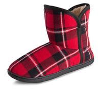 Polar Mujer Espuma De Memoria Interior Piel Sintética Lana Botaie Suela De Goma Comodidad Al Aire Libre Antideslizante Durable Zapatillas - Rojo Tartán - UK6/EU39 - YC0752