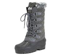 Polar Mujer Tall Acolchado Forrada De Piel Nieve Táctico Montaña Impermeable Altura De La Rodilla Botas - Gris Textil - UK6/EU39 - YC0362