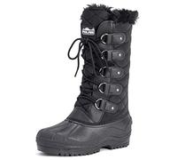 Polar Mujer Tall Acolchado Forrada De Piel Nieve Táctico Montaña Impermeable Altura De La Rodilla Botas - Negro - UK8/EU41 - YC0356