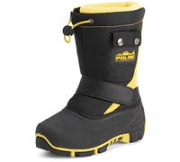 Polar Niños Invierno Térmica Calentar Invierno Piel Sintética Durable Suela De Goma Impermeable Al Aire Libre Botas - Negro/Amarilla - UK1/EU34 - YC0696