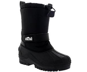 Polar Unisexo Niños Ponerse Cordón Cierre Nylon Nieve Lluvia Botas De Piel - BLK35 - AYC0154