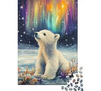 PolarBearCub Rompecabezas NorthernLights 1000 Piezas de Papel Reciclado para Adultos Divertido y Desafiante Familiar Idea de Regalo 52x38cm/1000pcs