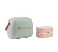 Polarbox Bolsa térmica para el almuerzo, estilo retro, para picnic, reutilizable, incluye 2 recipientes de alimentos, para el trabajo, viajes, playa, camping, senderismo, 6 L (color dorado matcha)