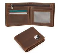 Polare - Cartera plegable de piel auténtica con bloqueo RFID para hombre, diseño de caballo loco, Marrón, grande con ranura para AirTag, Classic