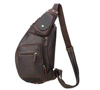 Polare - Mochila cruzada de cuero de grano completo, mochila táctica para acampar al aire libre, Marrón oscuro (versión actualizada), M, Senderismo