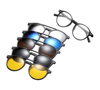 Polarized Magnetic Sunglasses for Women - UV Blocking Eyeglasses Clip On with Retro Frame | Day Night viseon Glasses for Driving, Outdoor Travel, Fashion Accessory for Men Women - Stylish Protective