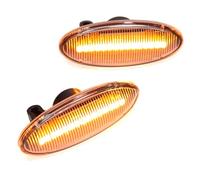 PolarLander Luz de señal de Giro Intermitente LED dinámica para Coche, Compatible for Nissan Qashqai J10 X-Trail T31 Cube Juke Leaf Micra K13 Note E11 NV200, Paquete de Lentes de Cristal para 2