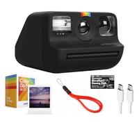 Polaroid Go - Cámara instantánea (negro) con doble paquete de película de color y paño de microfibra
