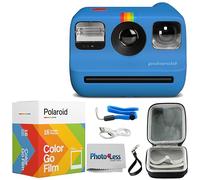 Polaroid Go Generation 2 - Minicámara instantánea (azul) con película de color Polaroid GO, paquete doble, funda protectora de transporte rígida, paño de limpieza de lentes