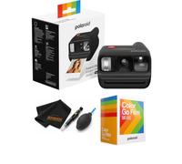 Polaroid Go Generation 3 - Mini cámara de película instantánea (negro) | Paquete con doble paquete de película Polaroid Color Go (16 fotos), bolígrafo de lente, plumero de aire y paño de limpieza de
