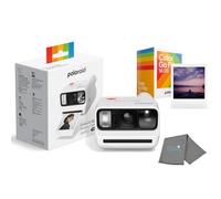 Polaroid Go Generation 3 - Paquete de mini cámara de película instantánea con 16 fotos a color y paño para lentes, color blanco, solo compatible con Go Film