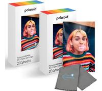 Polaroid Hi Print - Cartucho de papel de 2 x 3, despegar y pegar, paquete de 2 (40 fotos) con un paño de limpieza de microfibra Lumintrail