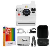 Polaroid Now+ - Cámara de película instantánea I-Type de generación 3 (blanco) con película Polaroid Color I-Type (8 exposiciones), funda protectora rígida y cable USB-C de 6 pies